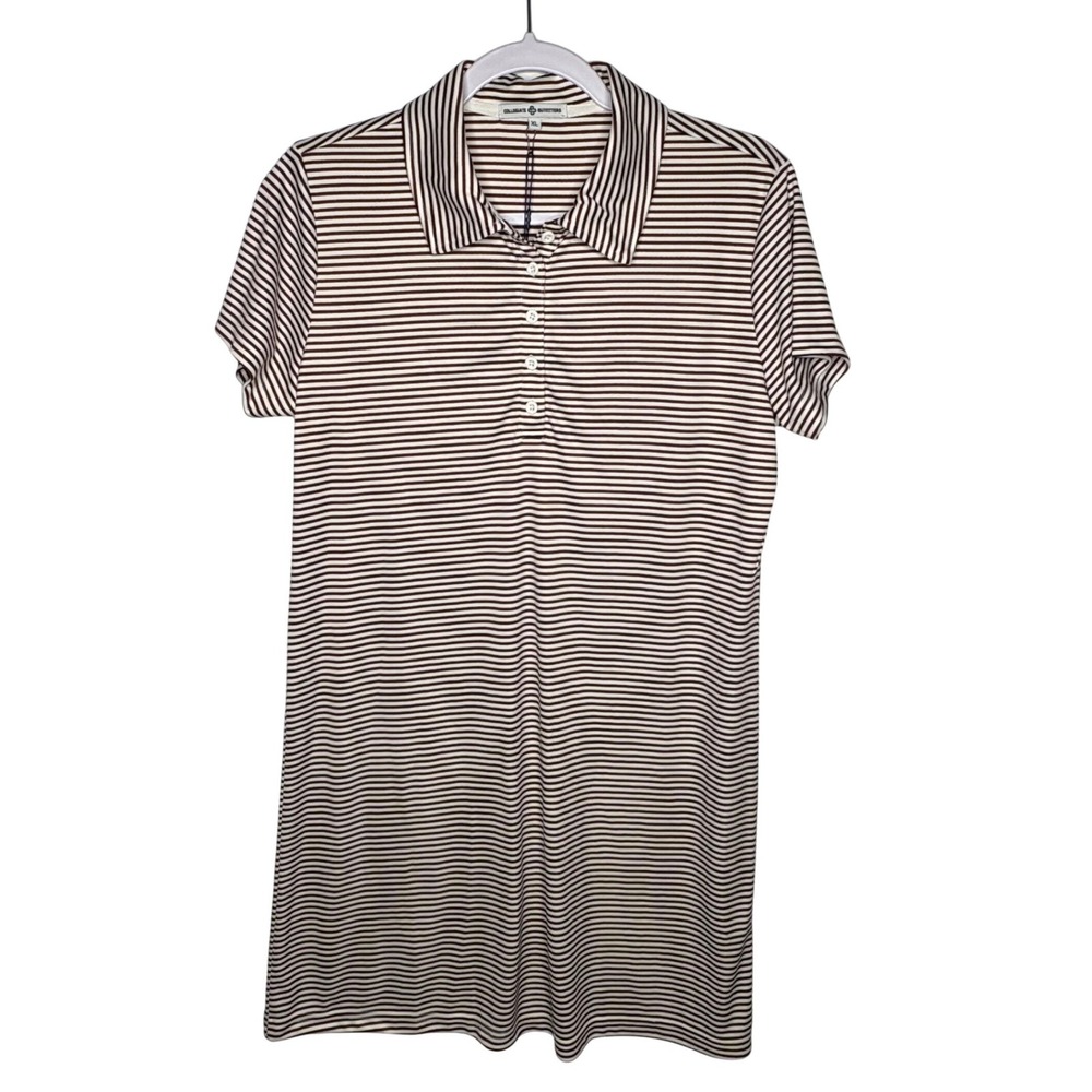 Collegiate Outfitters Womens Polo Dress Maroon White Striped Short Sleeve XL NWT